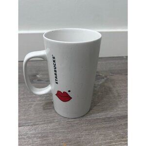 Starbucks Monocle Mustache Man Ceramic Cartoon Lips Print Mug Cup Handle 16oz